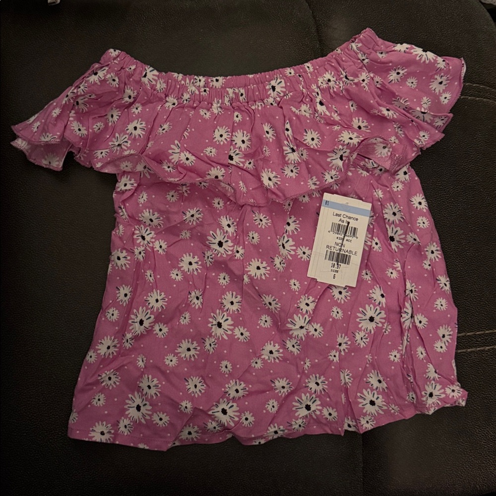 Zunie Pink Floral Top Girls Sz 6